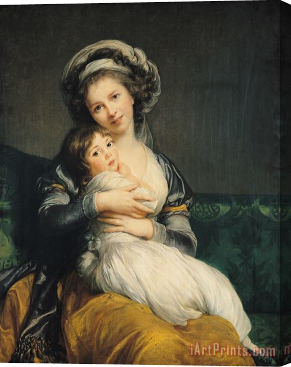 Elisabeth Louise Vigee Lebrun Self portrait in a Turban with her Child Stretched Canvas Print / Canvas Art