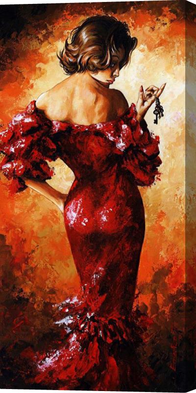 Emerico Toth Lady in Red 33 Stretched Canvas Print / Canvas Art