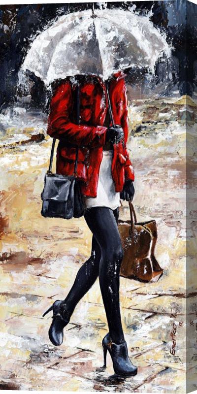 Emerico Toth Rainy day - Woman of New York 09 Stretched Canvas Print / Canvas Art