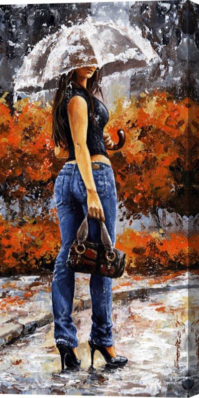 Emerico Toth Rainy day - Woman of New York 14 Stretched Canvas Print / Canvas Art