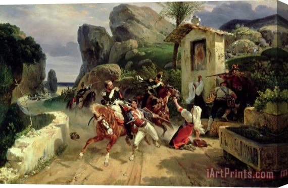 Emile Jean Horace Vernet Italian Brigands Surprised By Papal Troops Stretched Canvas Print / Canvas Art