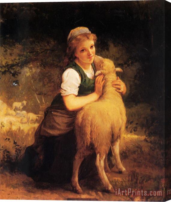 Emile Munier Young Girl with Lamb Stretched Canvas Painting / Canvas Art