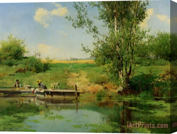 Emilio Sanchez Perrier Laundry at The Edge of The River Stretched Canvas Print / Canvas Art