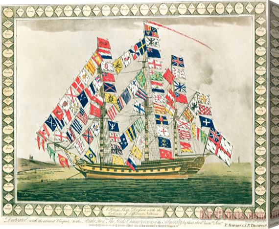 English School A King's Ship Dressed With The Colours Of Different Nations 6th October 1794 Stretched Canvas Print / Canvas Art