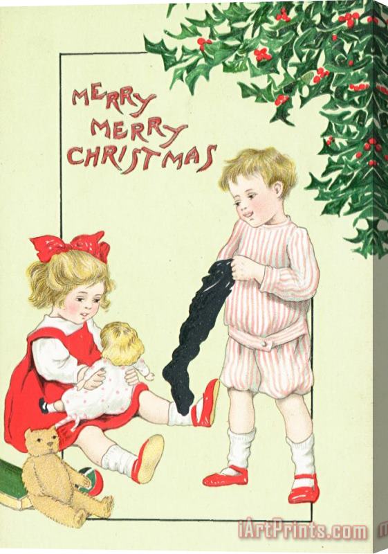 English School Christmas Card Stretched Canvas Print / Canvas Art