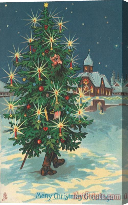 English School Christmas Card Stretched Canvas Print / Canvas Art