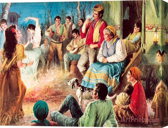 English School Gypsies Partying Stretched Canvas Print / Canvas Art