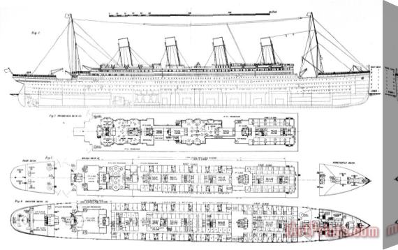 English School Inquiry Into The Loss Of The Titanic Cross Sections Of The Ship Stretched Canvas Painting / Canvas Art