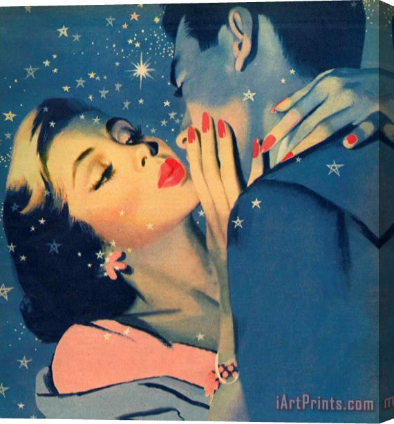 English School Kiss Goodnight Stretched Canvas Painting / Canvas Art