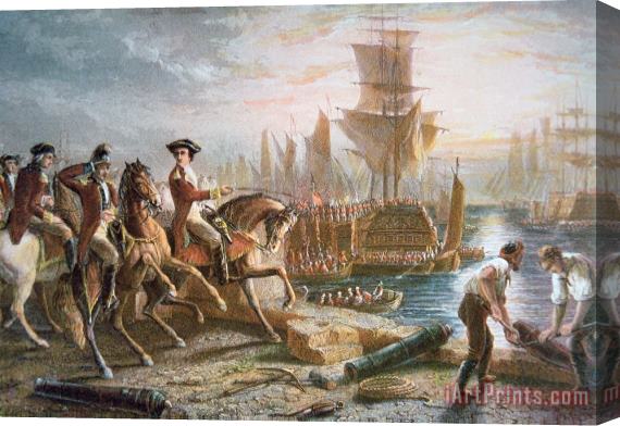 English School Lord Howe organizes the British evacuation of Boston in March 1776 Stretched Canvas Print / Canvas Art