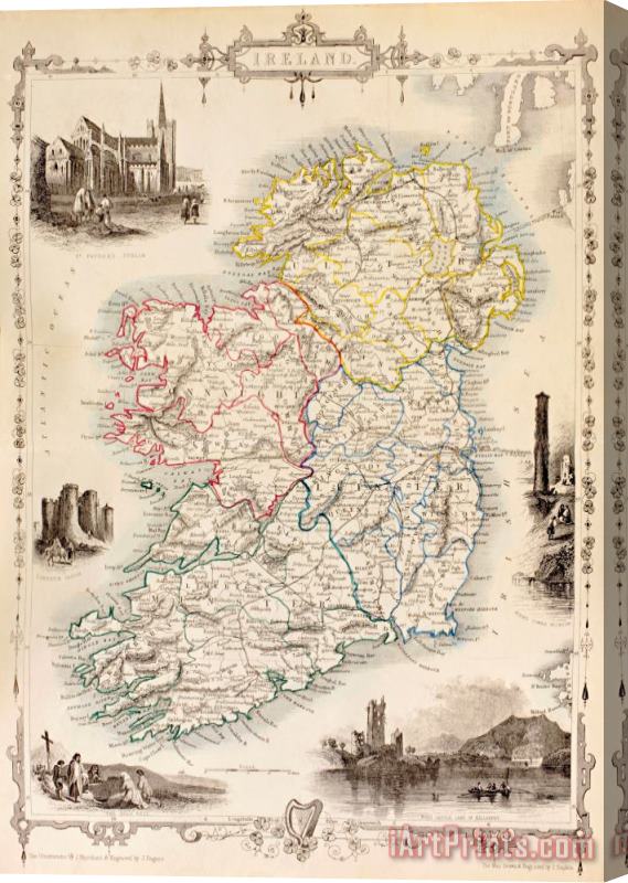 English School Map Of Ireland From The History Of Ireland By Thomas Wright Stretched Canvas Painting / Canvas Art