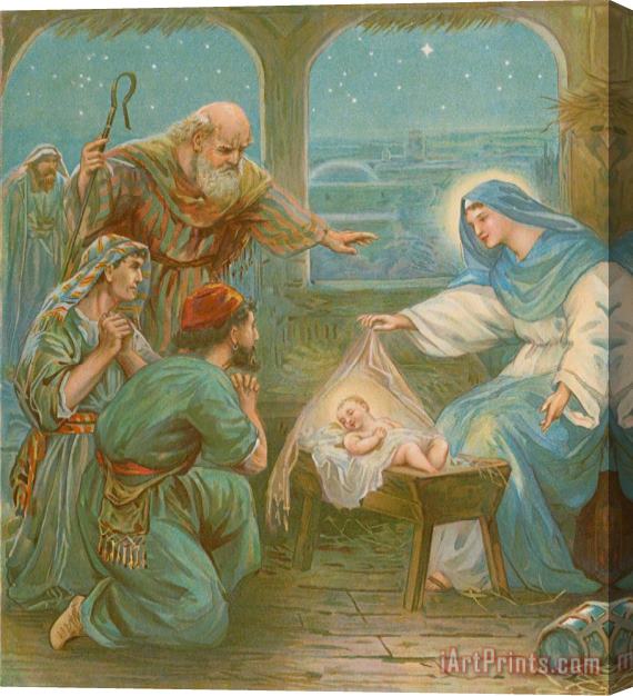 English School Nativity Scene Stretched Canvas Painting / Canvas Art