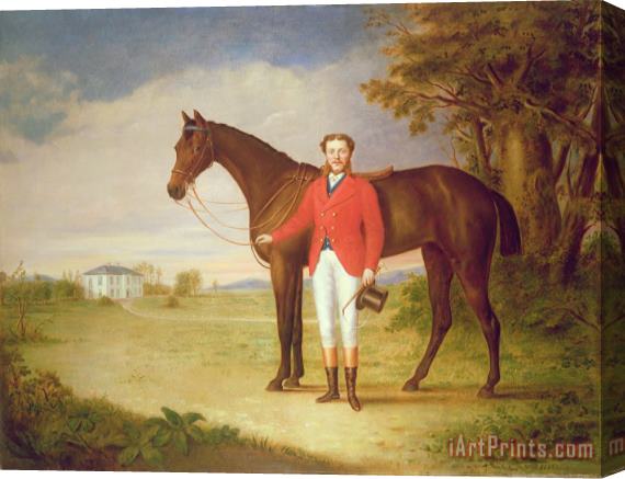 English School Portrait of a gentleman with his horse Stretched Canvas Painting / Canvas Art