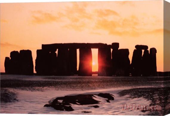 English School Stonehenge Winter Solstice Stretched Canvas Print / Canvas Art