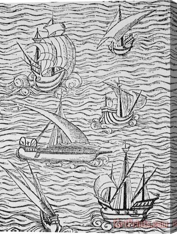 English School Vessels Of Early Spanish Navigators From The Narrative And Critical History Of American Stretched Canvas Painting / Canvas Art