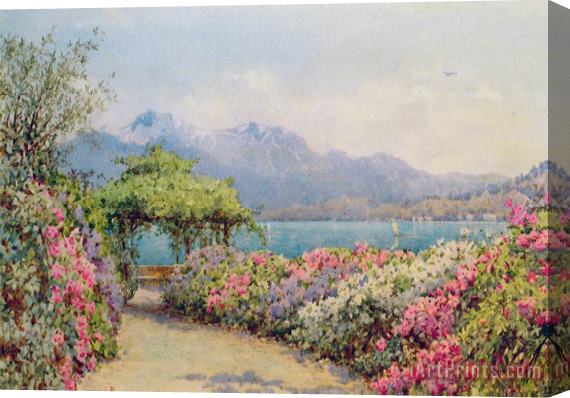 Ernest Arthur Rowe Lake Como from the Villa Carlotta Stretched Canvas Print / Canvas Art