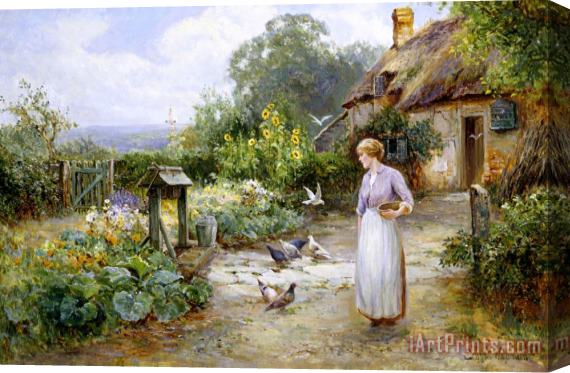 Ernest Walbourn Feeding The Doves Stretched Canvas Print / Canvas Art