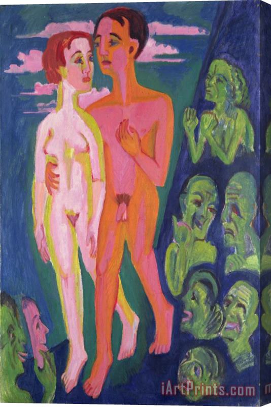 Ernst Ludwig Kirchner A Couple In Front Of A Crowd Stretched Canvas Painting / Canvas Art