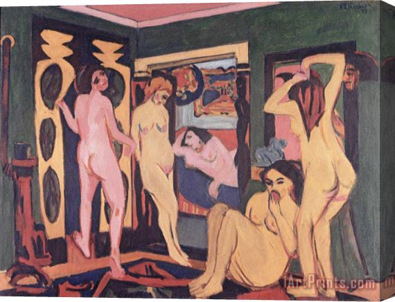 Ernst Ludwig Kirchner Bathers In A Room Stretched Canvas Painting / Canvas Art