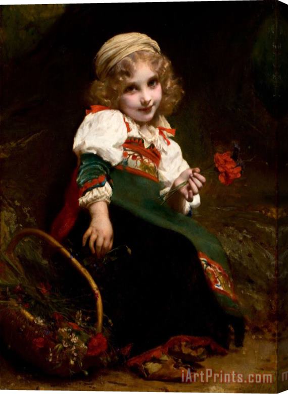 Etienne Adolphe Piot The Little Flower Gatherer Stretched Canvas Painting / Canvas Art