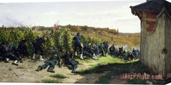 Etienne Prosper Berne-Bellecour The Tirailleurs de la Seine at the Battle of Rueil Malmaison Stretched Canvas Painting / Canvas Art
