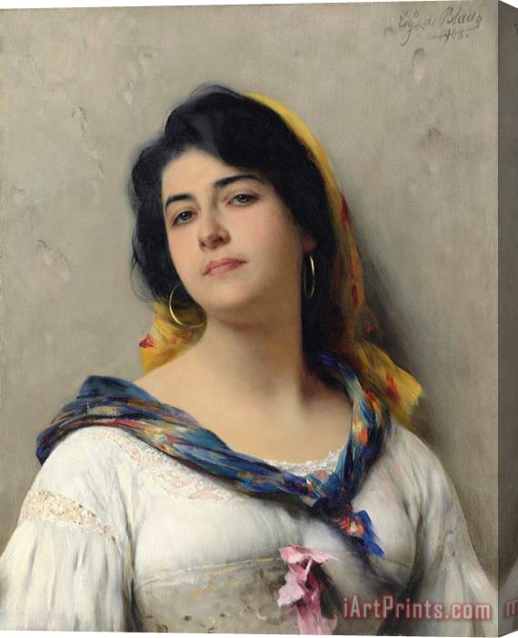 Eugen von Blaas A Young Beauty Stretched Canvas Print / Canvas Art