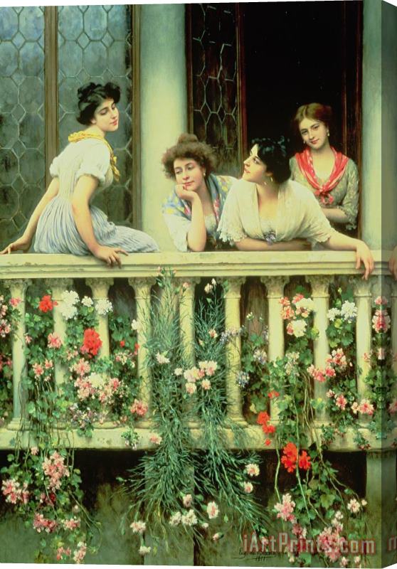 Eugen von Blaas The Balcony Stretched Canvas Painting / Canvas Art