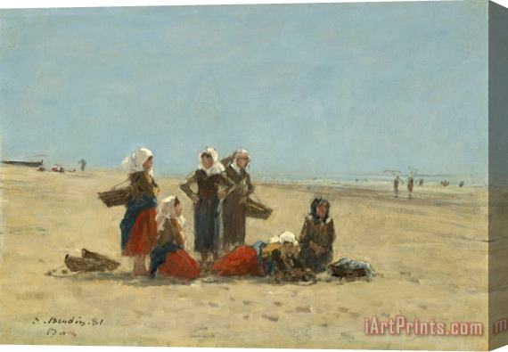 Eugene Boudin Women on The Beach at Berck Stretched Canvas Painting / Canvas Art
