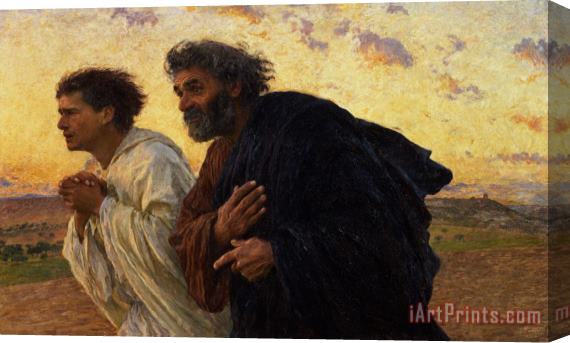 Eugene Burnand The Disciples Peter and John Running to the Sepulchre on the Morning of the Resurrection Stretched Canvas Print / Canvas Art