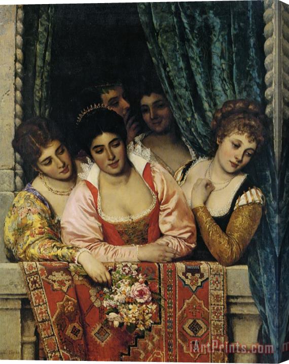 Eugene De Blaas Ladies on a Balcony Stretched Canvas Painting / Canvas Art