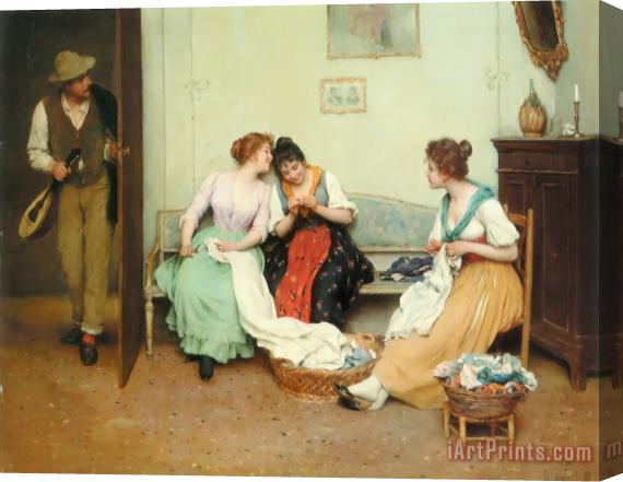Eugene De Blaas The Friendly Gossips Stretched Canvas Painting / Canvas Art