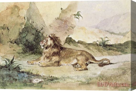 Eugene Delacroix A Lion in The Desert Stretched Canvas Print / Canvas Art