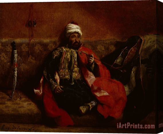 Eugene Delacroix A Turk Smoking Sitting on a Sofa Stretched Canvas Print / Canvas Art