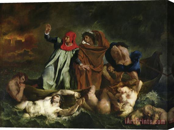 Eugene Delacroix Dante (1265 1321) And Virgil (70 19 Bc) in The Underworld Stretched Canvas Painting / Canvas Art
