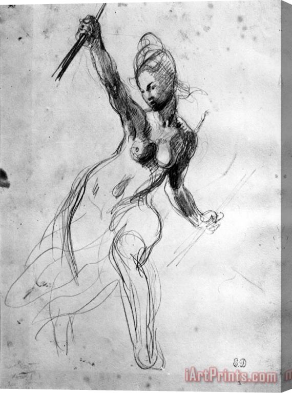 Eugene Delacroix Female Nude, Study for Liberty Leading The People Stretched Canvas Print / Canvas Art