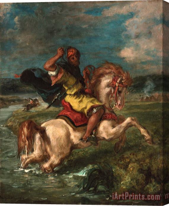 Eugene Delacroix Moroccan Horseman Crossing a Ford Stretched Canvas Print / Canvas Art