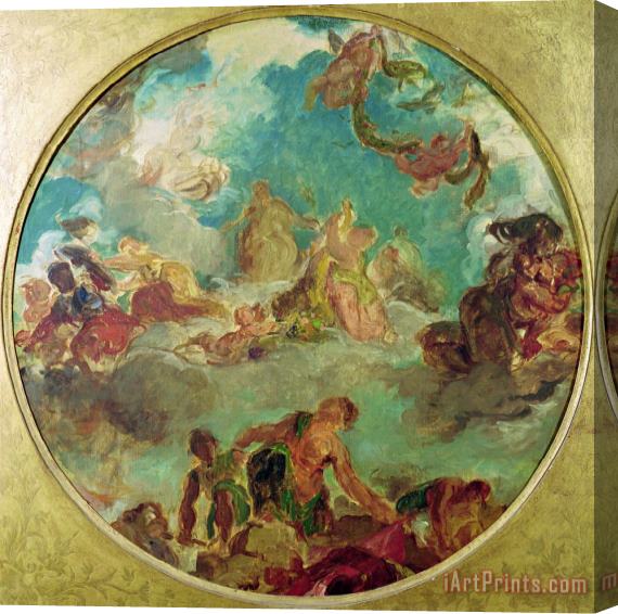 Eugene Delacroix Peace Descending to Earth, Study for The Central Ceiling of The Salon De La Paix in The Hotel De Ville Destroyed in 1871 During The Commune (oil on Ca Stretched Canvas Print / Canvas Art