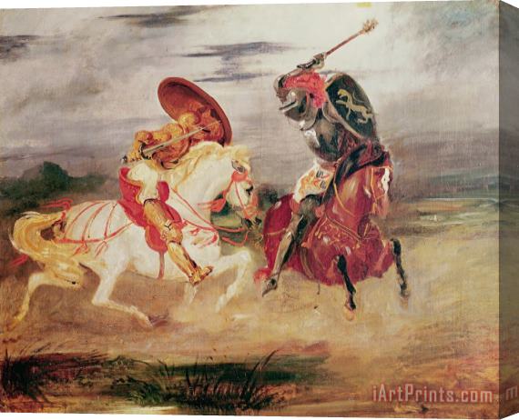 Eugene Delacroix Two Knights Fighting in a Landscape Stretched Canvas Print / Canvas Art
