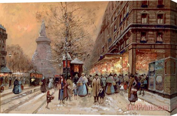 Eugene Galien-Laloue A Busy Boulevard Near The Place De La Republique Paris Stretched Canvas Painting / Canvas Art