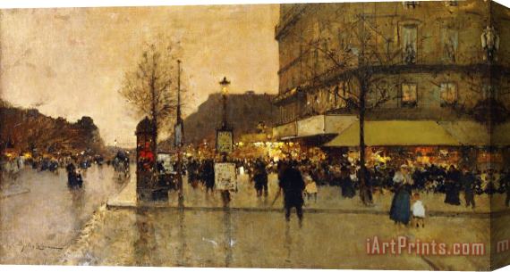Eugene Galien-Laloue A Parisian Street Scene Stretched Canvas Print / Canvas Art