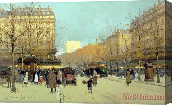 Eugene Galien-Laloue Boulevard Haussmann In Paris Stretched Canvas Print / Canvas Art