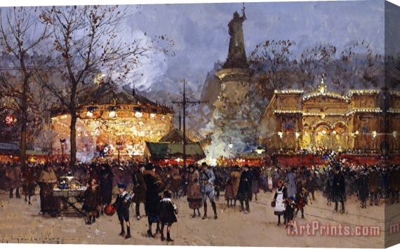 Eugene Galien-Laloue La Fete Place De La Republique Paris Stretched Canvas Print / Canvas Art