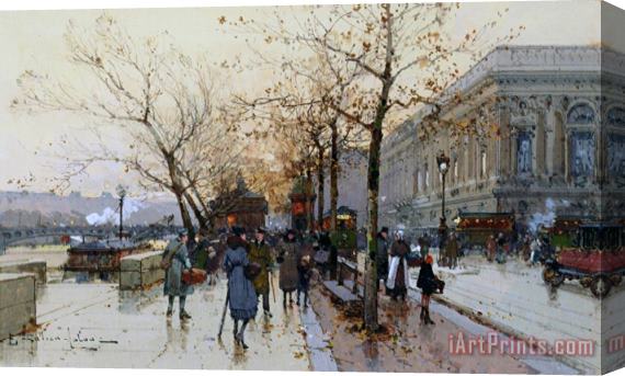 Eugene Galien-Laloue Near The Louvre Paris Stretched Canvas Print / Canvas Art