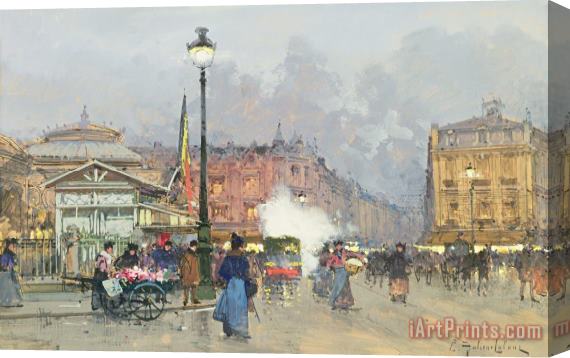 Eugene Galien-Laloue Place De L'opera Paris Stretched Canvas Print / Canvas Art