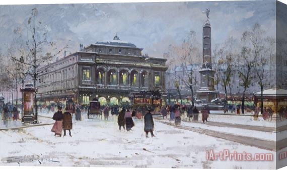 Eugene Galien-Laloue The Place Du Chatelet Paris Stretched Canvas Painting / Canvas Art