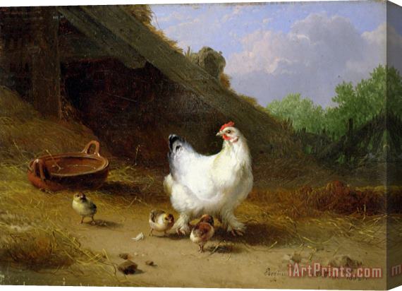 Eugene Joseph Verboeckhoven A hen with her chicks Stretched Canvas Painting / Canvas Art