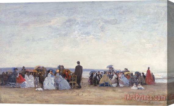 Eugene Louis Boudin Beach Scene near Trouville Stretched Canvas Painting / Canvas Art