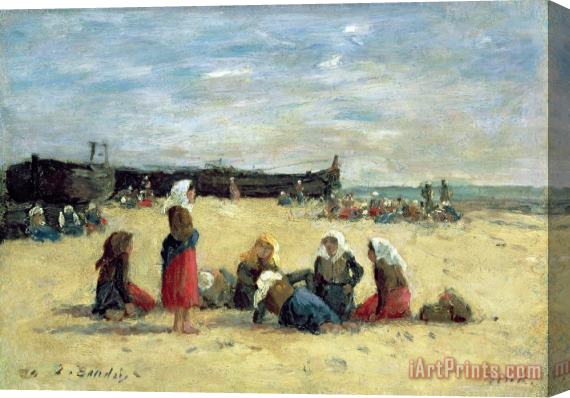 Eugene Louis Boudin Berck - Fisherwomen on the Beach Stretched Canvas Print / Canvas Art