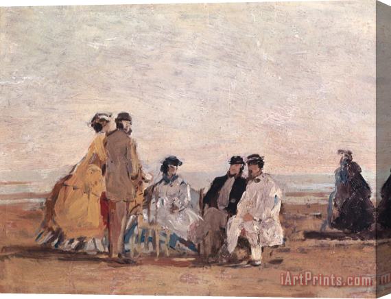 Eugene Louis Boudin On the Beach at Trouville Stretched Canvas Painting / Canvas Art