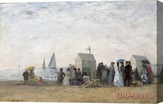 Eugene Louis Boudin The Beach at Trouville Stretched Canvas Print / Canvas Art